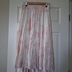 Chic Pink and White Maxi Skirt